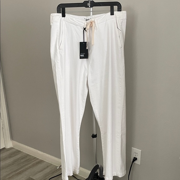 PAIGE Crisp White Wide Leg Trousers - Picture 3 of 8